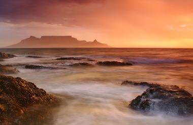 Sunset view of Table Mountain, Cape Town, South Africa